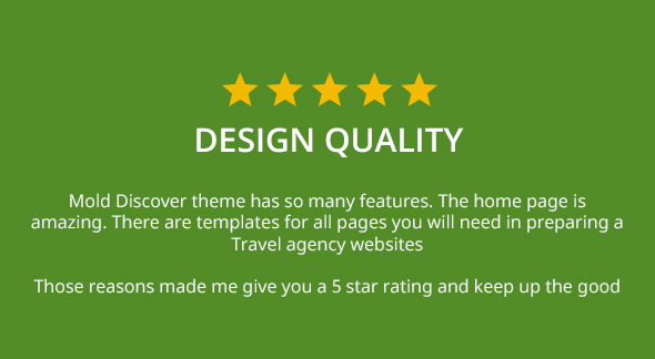 5 star rating for Design Quality