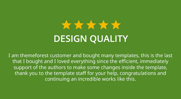 5 star rating for Design Quality